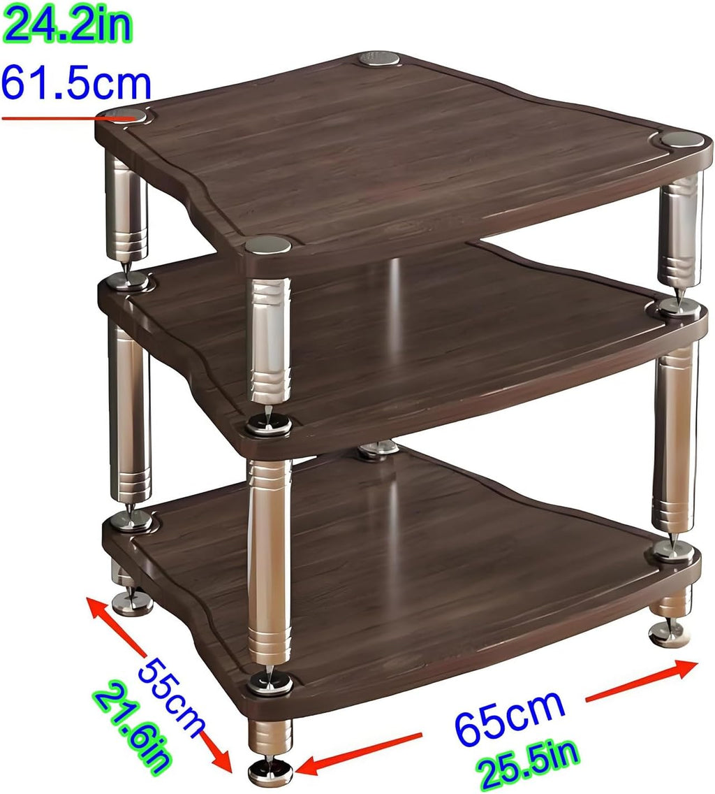Modern AV Cabinet Audio Rack - Dark Walnut Media Stand for TV & Stereo, Spacious Storage Tower for Audio-Video Equipment, Stylish Entertainment Center (65x55)