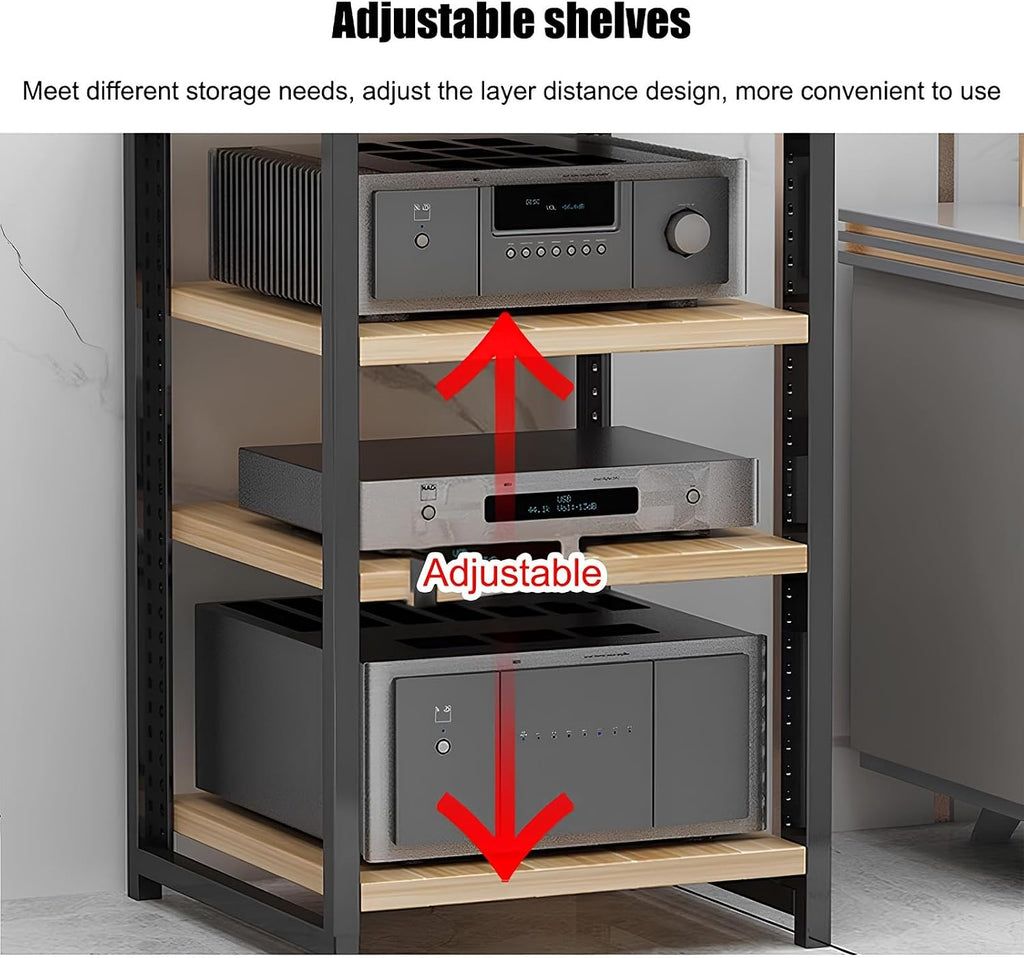 Heavy-Duty 3 Tier Audio Video Rack - Metal Frame Stereo Stand for Recording Studio, Gaming Room & Living Room - Mobile Open Design, Bianco Finish