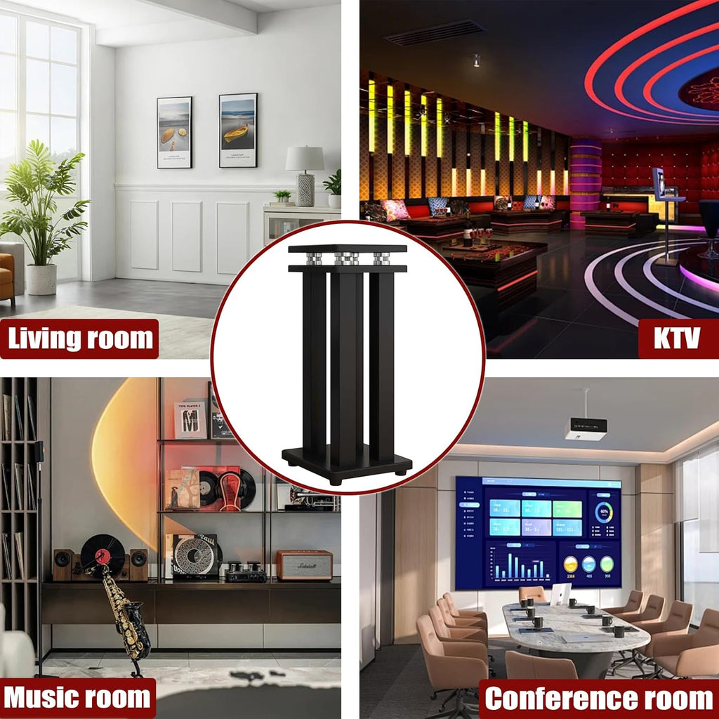 21in Pair of Heavy Duty Sound Stands,Universal Speaker Stands for Surround Sound,Vibration-Absorbing MDF Design Audio Stand for Home Theater Studio,Holds 110lbs Bookshelf/Speaker(Black, 21 inch)