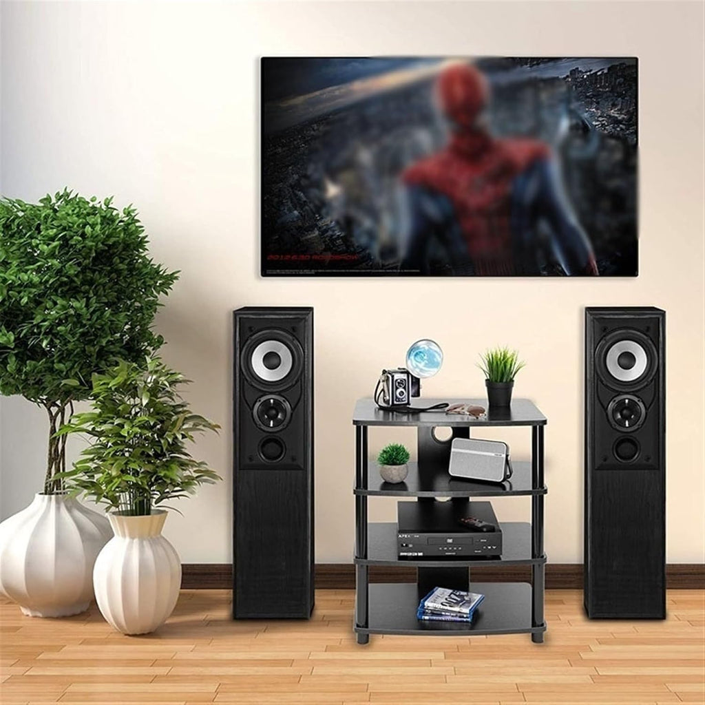 Av Media Stand Corner, 23 31 Inch Height Stereo Components Rack/Cabinet, Industrial Audiovideo Unit for Home, Electronics Equipment Shelf Entertainment Center,4tier