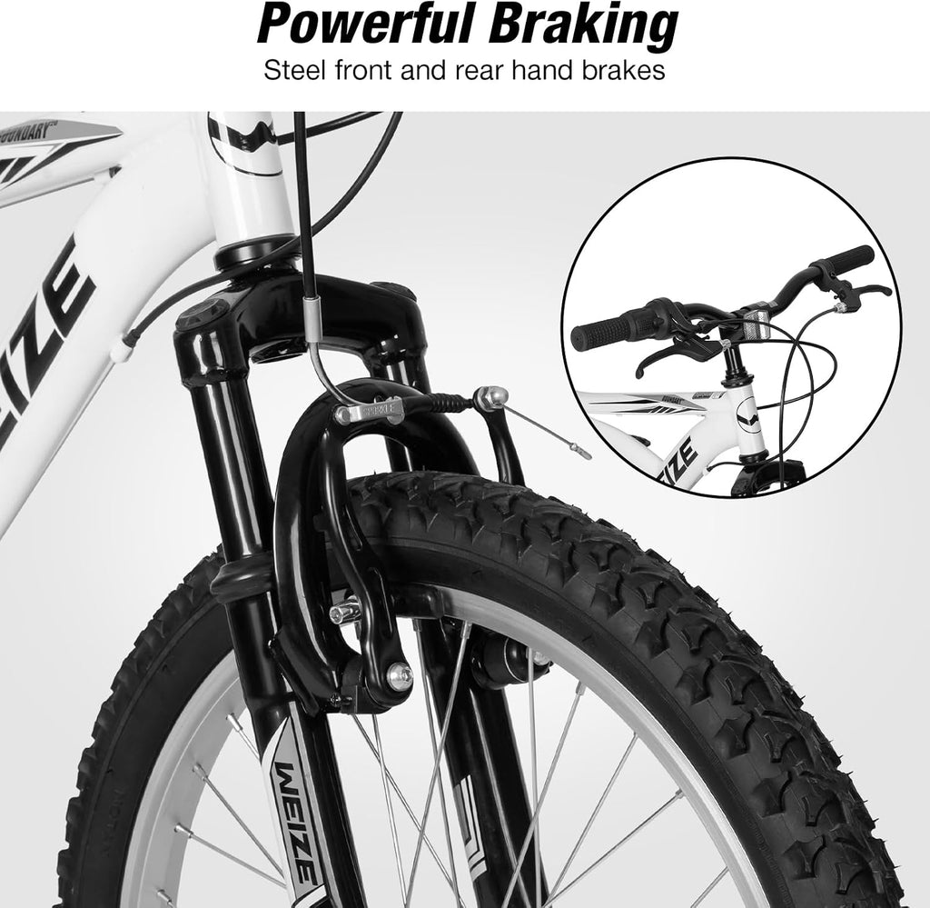 WEIZE Kids Mountain Bike, Kids' Bicycles for 6-14 Years Old Boys Girls with Dual Full Suspension, 6 Speeds Drivetrain, High-Carbon Steel Frame, Ideal for Young Riders and Adventurers