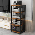 Adjustable AV Component Media Stand, 5-Tier Audio Video Rack Storage Cabinet, Steel Frame Stereo Shelf, 200 Kg Load Capacity, Black & Brown, 50x40x109cm