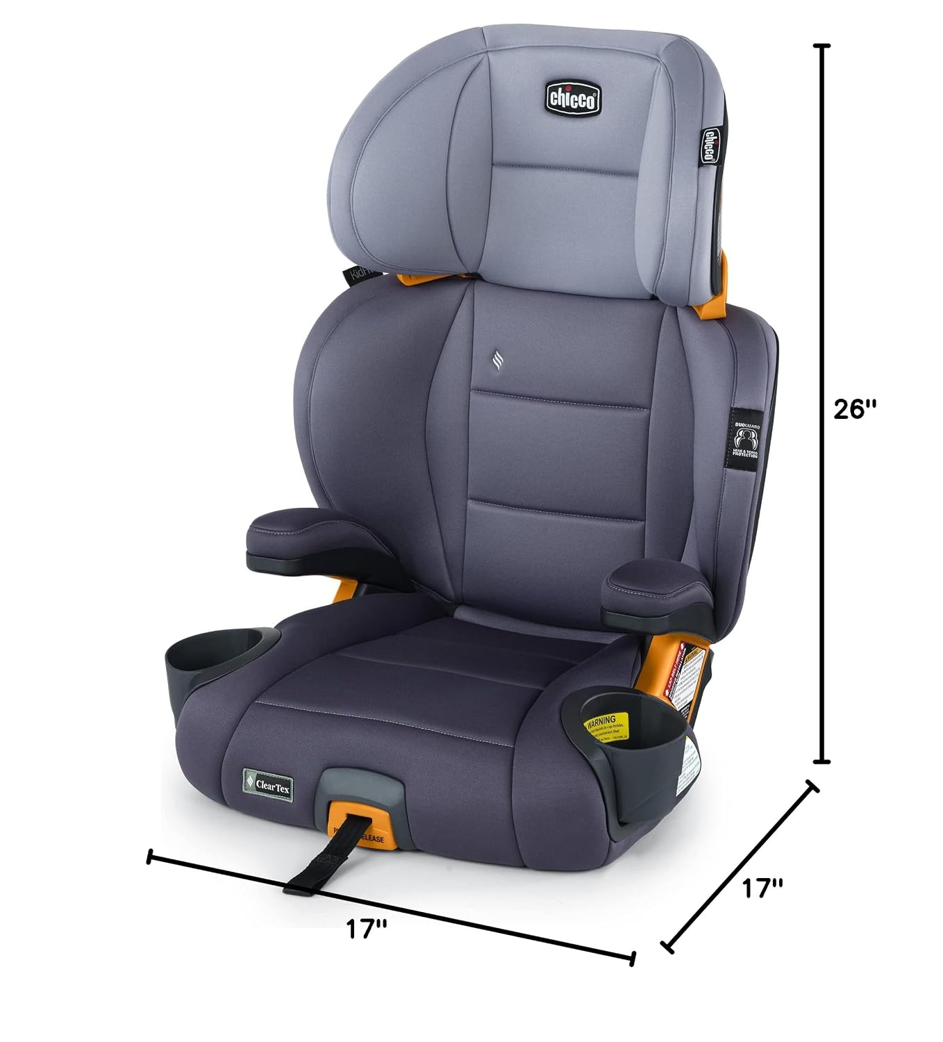 Chicco KidFit ClearTex Plus 2-in-1 Belt-Positioning Booster Car Seat, Backless and High Back Booster Seat, for Children Aged 4 Years and up and 40-100 lbs., Lilac/Purple