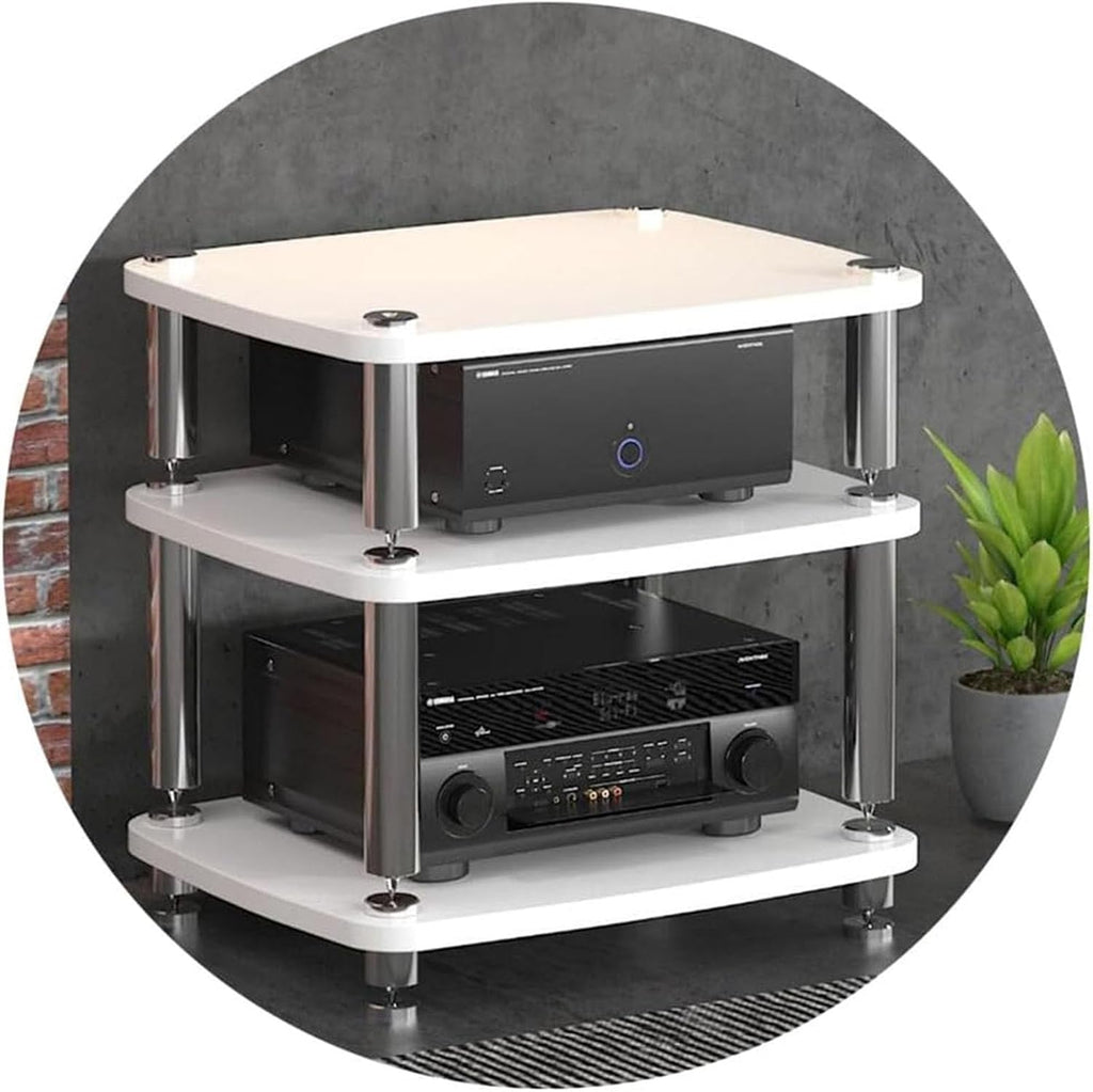 1/2/3/4-layer HiFi Audio Cabinet HiFi Stand Record Player MDF Stand, Audio Rack with Shock-Absorbing Feet Power Amplifier Shelf Equipment Cabinet, D,60 * 48 * 57cm(3Tier)
