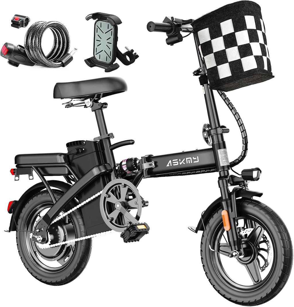Foldable Electric Bike for Adults and Teens, 740W Peak Motor Ebike with 48V 10AH/20AH Removable Battery, 30-60 Miles PAS Range, 14' Folding Mini E-Bike, 20MPH Electric Bicycle for Daily Commuting