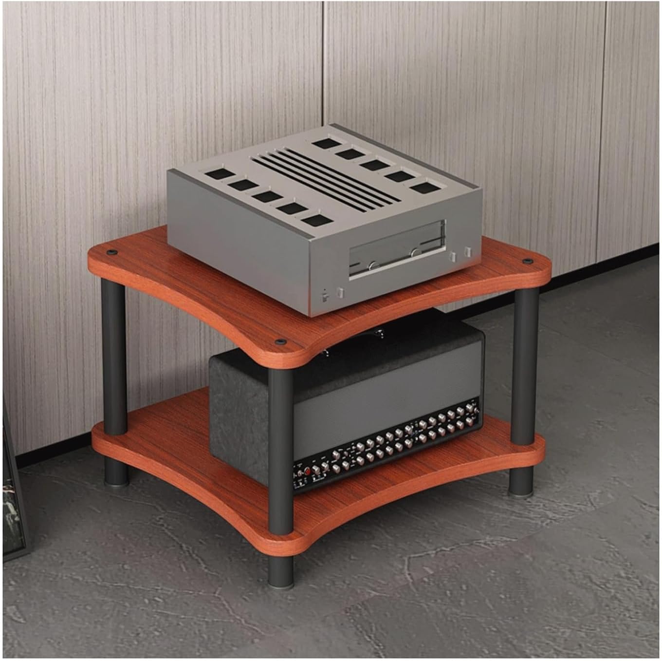 High Performance Wood Audio Rack Modern HiFi Amplifier Stand 2 Tier AV Media Shelf Corner DVD Display Cabinet Stylish Home Theater Furniture