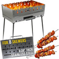 Stainless Steel Charcoal Grill for 8 Skewers – Portable BBQ 16.93'×11.81'×21.26' – Foldable Kabob Mangal – Rustproof Shish Kebab Grill for Outdoor Cooking (Skewers Not Included)