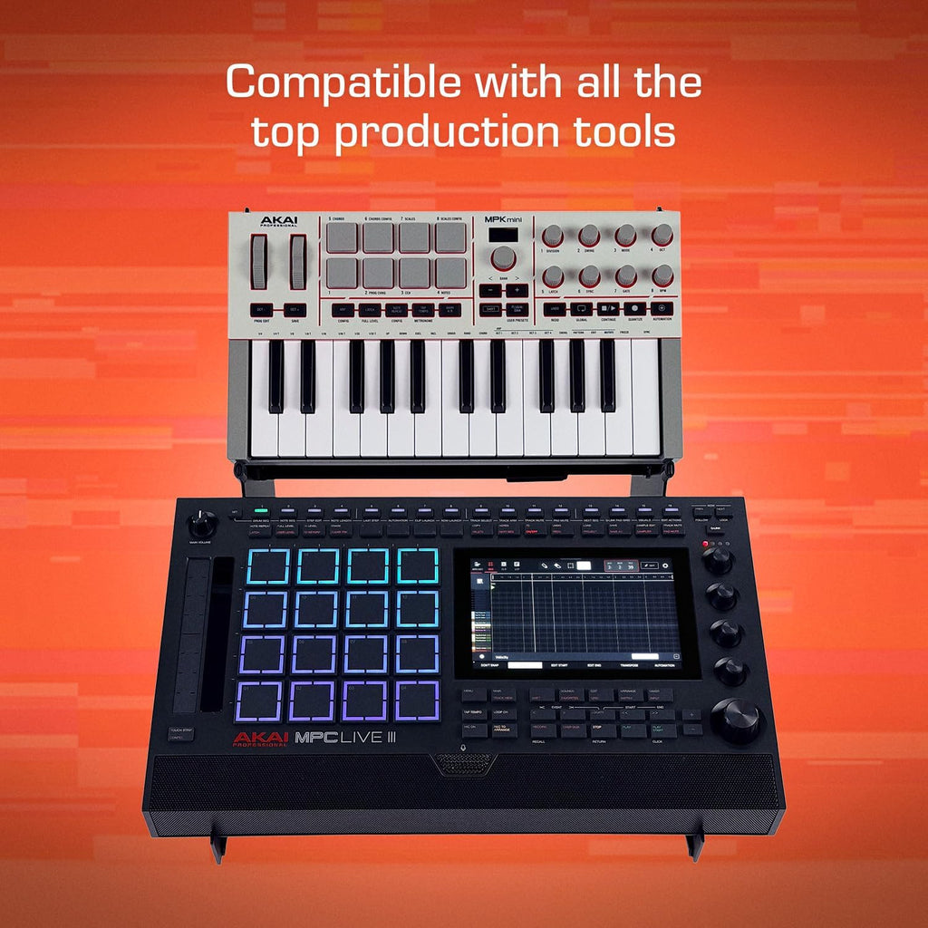 2-Tier XTS Desktop Stand, Adjustable Length from 10.6' - 18.5' for Sampler/Synth/MIDI Controller/Drum Machine, fits MPC Live 3 & Live 2/TR-8S/Analog Rytm/Octatrack, easy to assemble and resize