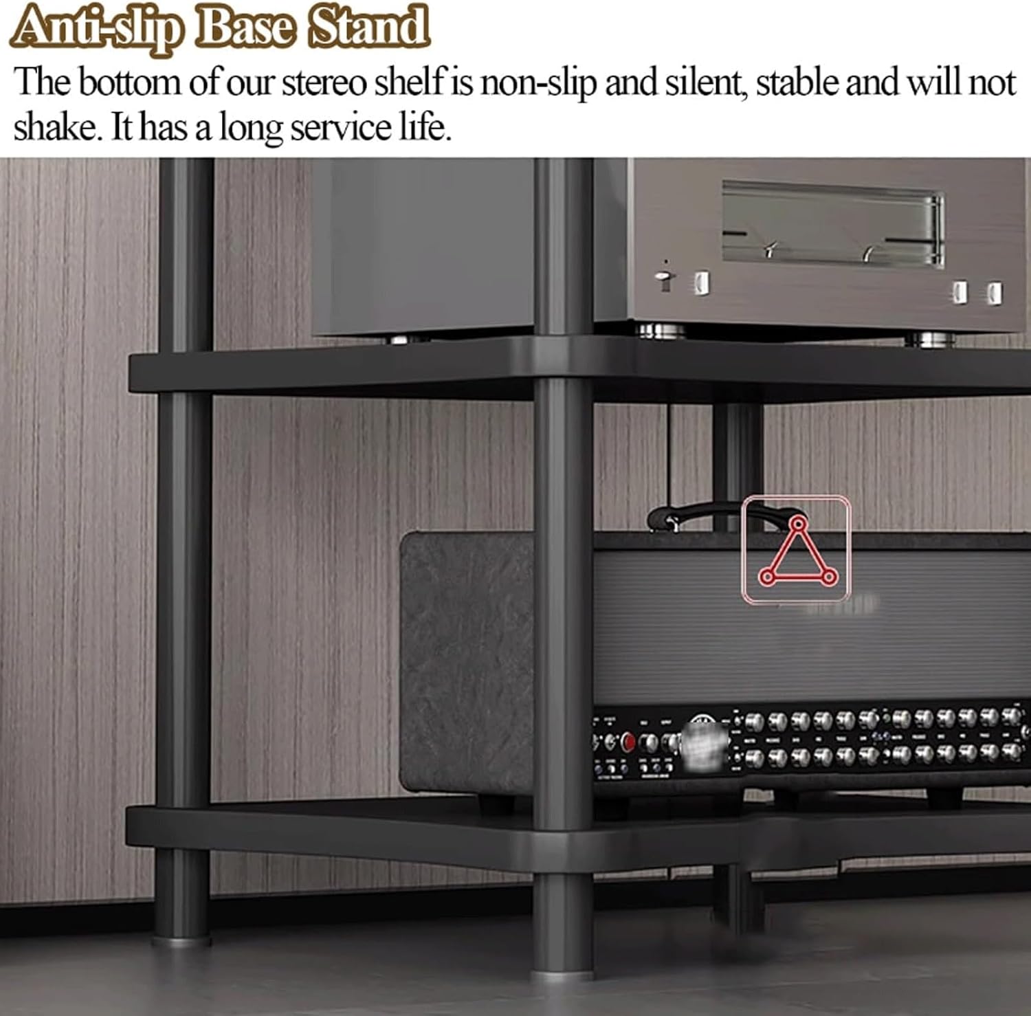 High Performance Audio Rack Walnut Wood HiFi Amplifier Stand Modern AV Media Shelf 2 Tier Corner Display Case for DVD & Audio Equipment