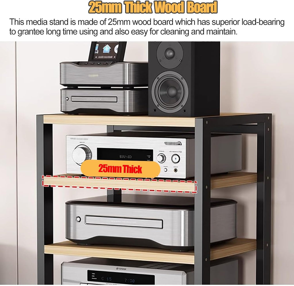 Rolling Audio Component Rack Tower Media Stereo Stand Equipment Shelf, Home Commercial Corner Entertainment Center, Stereo Shelf HiFi Audio Systems, 4 tier-80cm Tall