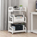 White 3-Tier Media Stand - Floor-Standing Audio Rack & Stereo Cabinet for Living Room, Gaming, & Recording - DVD Display Shelf & AV Equipment Storage Solution