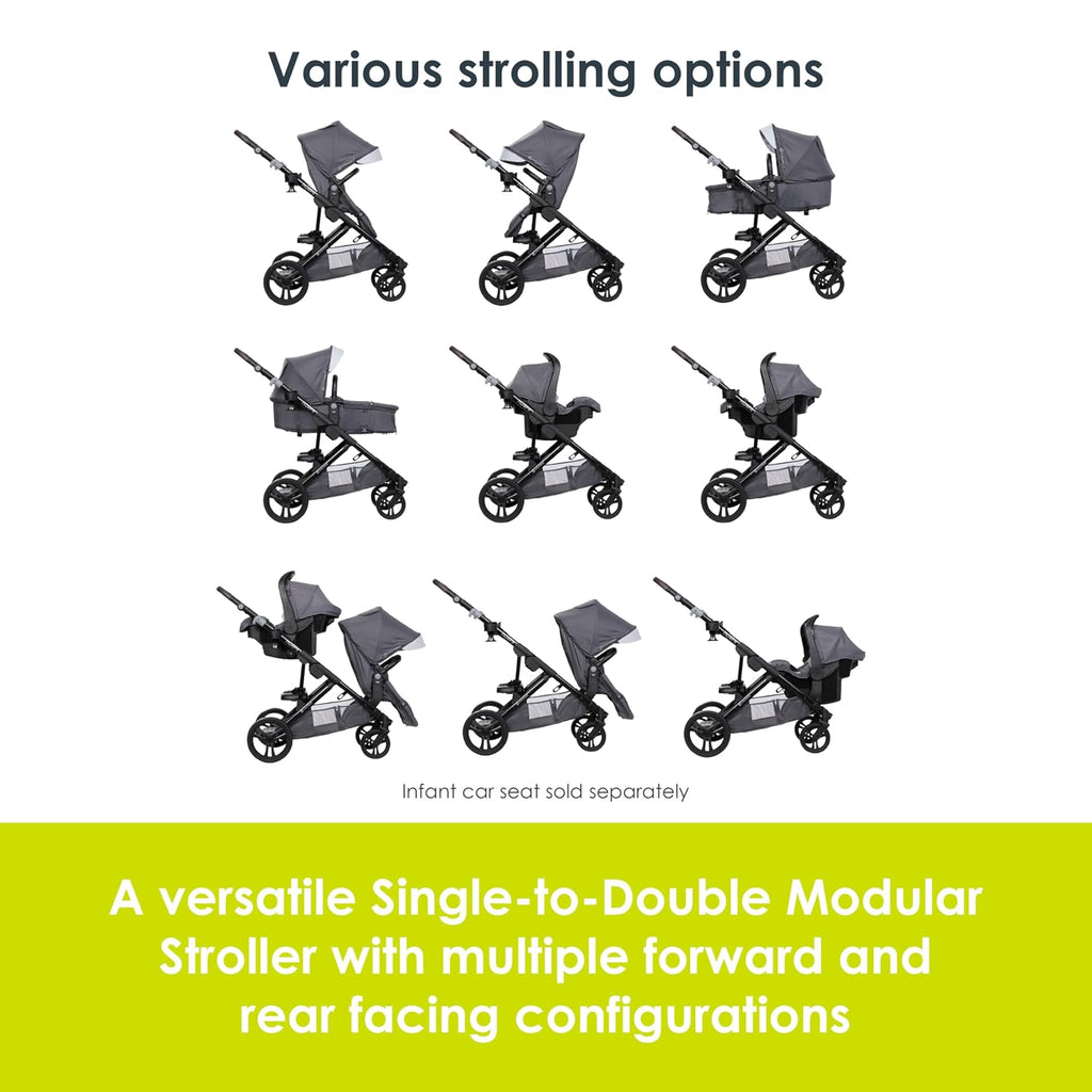 Baby Trend Morph Single to Double Modular Stroller, Dash Grey