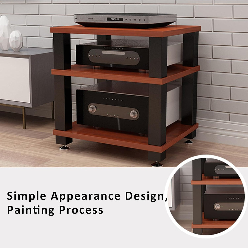 Heavy Duty Audio Component Rack,Stereo Rack,Record Player Stand,Design AV Media Stand,Movable Audio Rack Tower Player Stand,Storage for Entertainment Stereo Component(Deep Black,60x48x58cm)