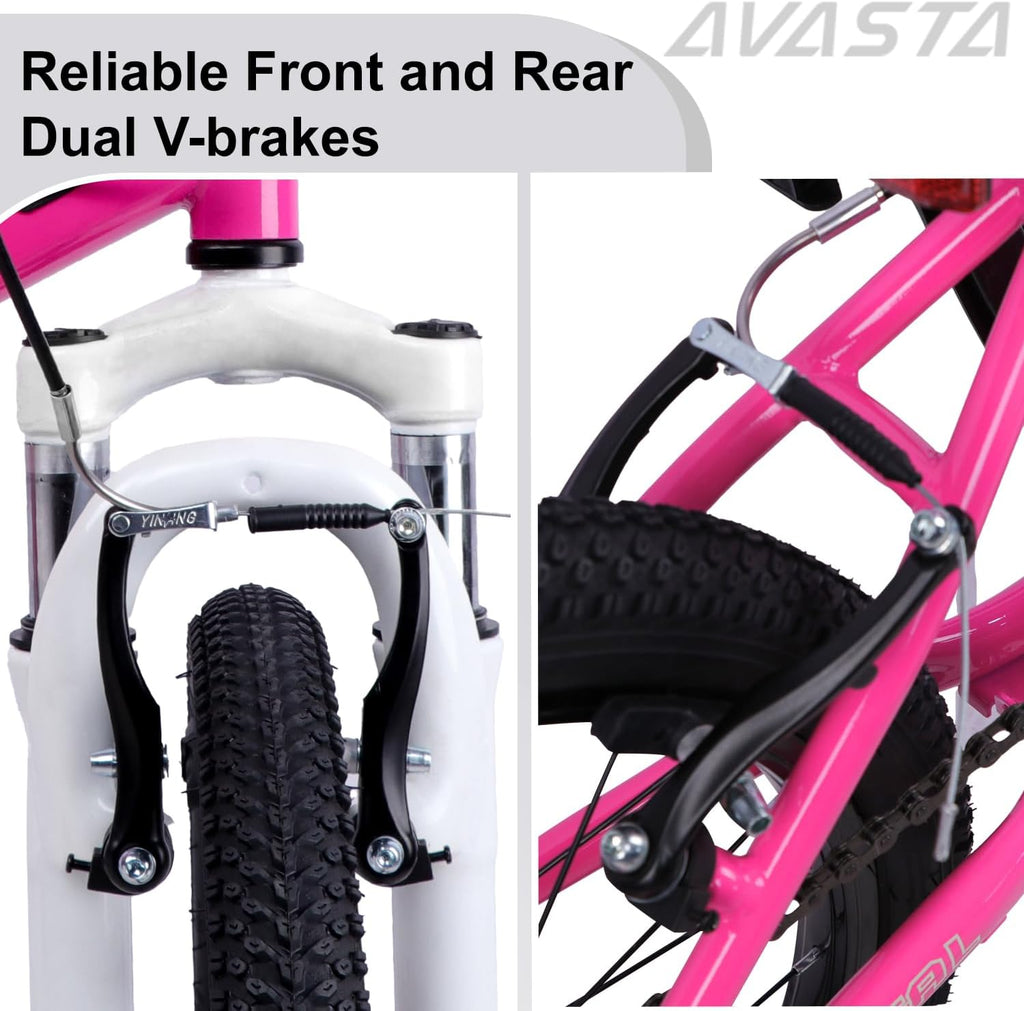 AVASTA Govet 20'' Kids Mountain Bike for 6-12 Years Old Boys Girls with Suspension Fork, 6 Speeds Drivetrain, Multiple Colors