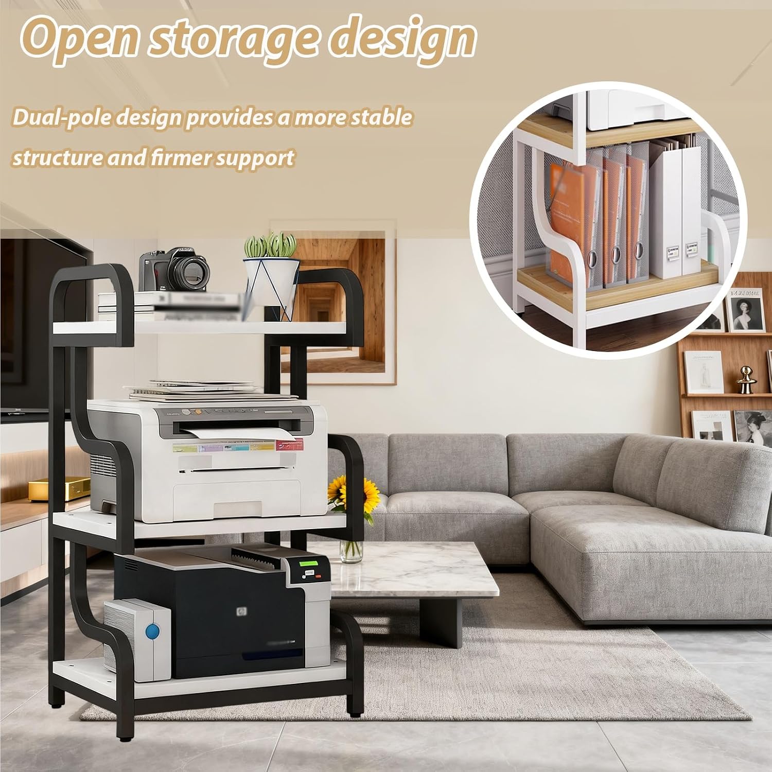3-Tier Audio Video Media Stand - AV Tower Rack for Stereo Equipment, Ideal for KTV, Game Room & Living Room - Stylish Audio Cabinet with Ample Storage