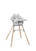 Stokke Clikk Easy to Clean Cloud Grey Baby High Chair with Natural Legs, All in One Box (Includes Tray and Harness)