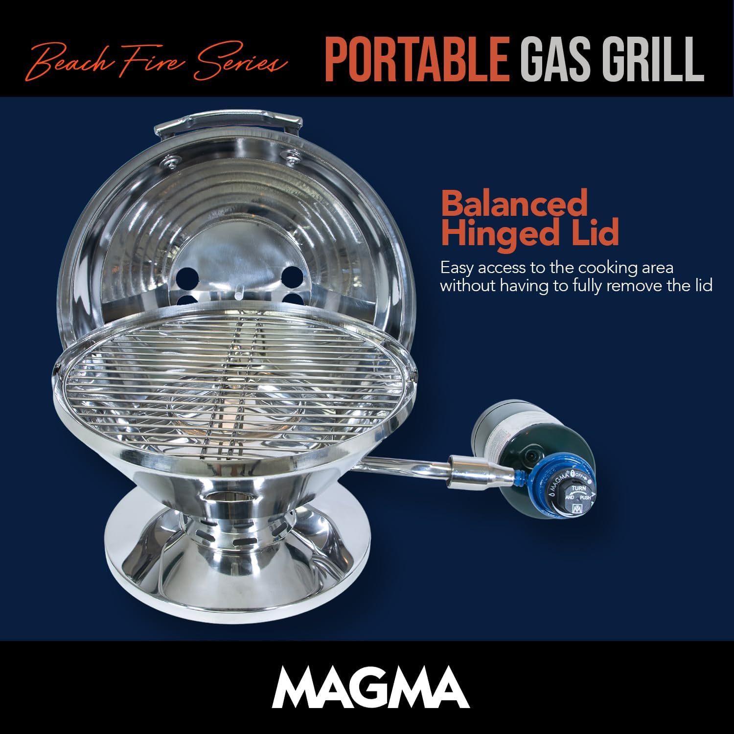 Magma C10-105 Beach Fire Gas Grill | Portable Gas Beach BBQ | Compact Propane Grill | Outdoor Cookout Grill
