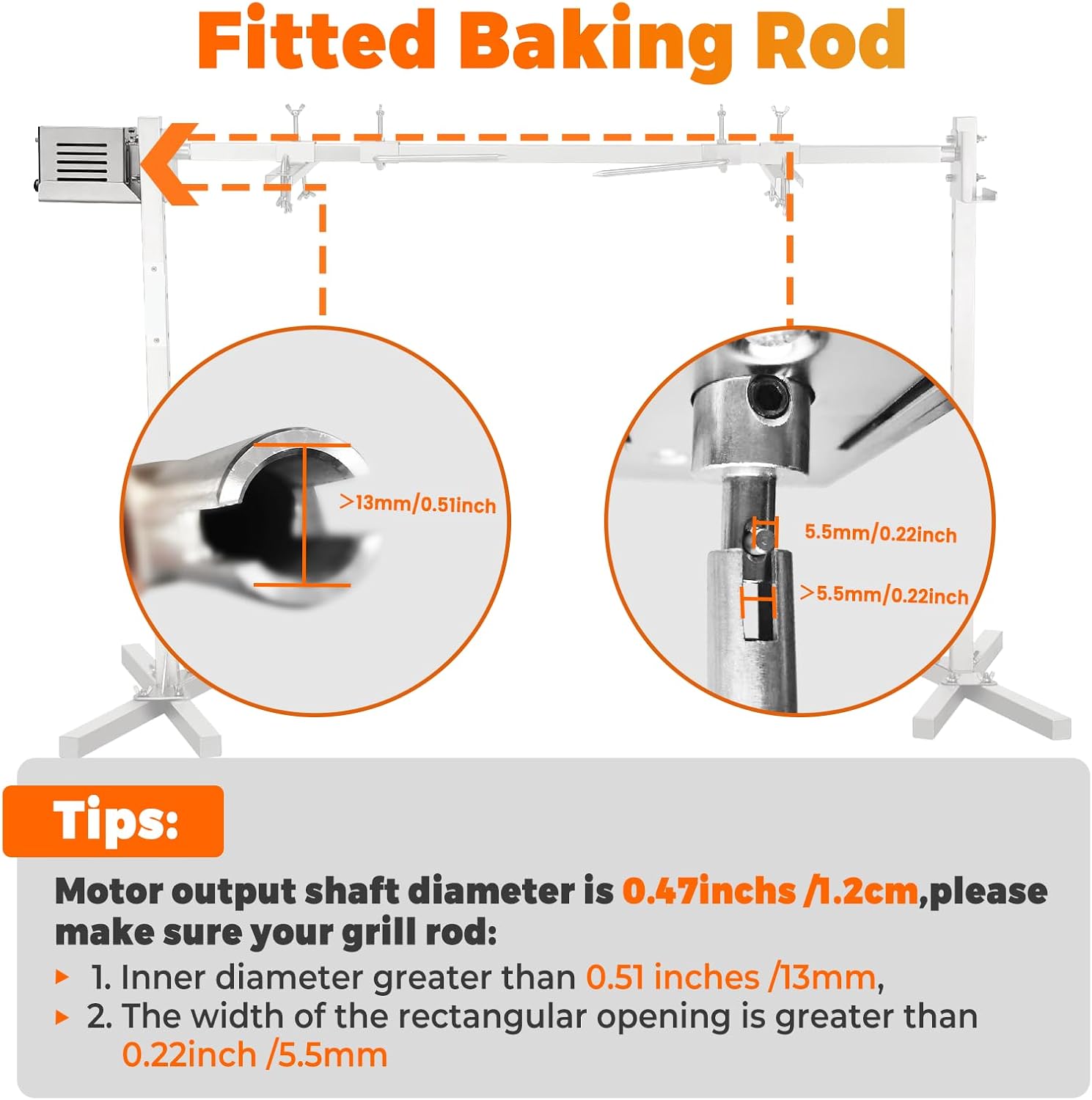 YJINGRUI 45W Grill Rotisserie Motor, Heavy Duty BBQ Motor with 130-174lb/ 150-200kg High Torque, Universal Replacement Motor for Roast Chicken, Beef and Pork at Gathering/Camping/Festival (110V)