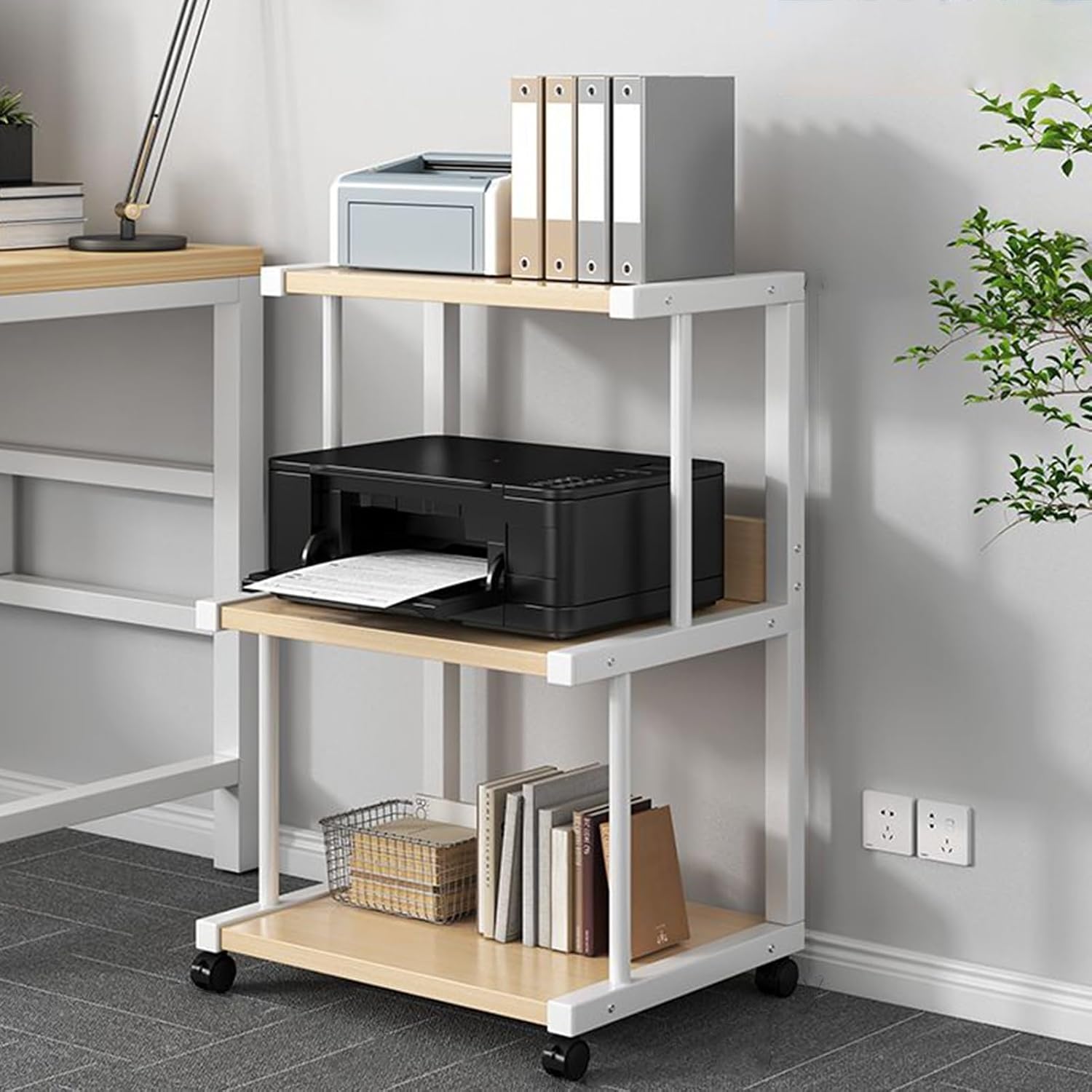 3-Tier AV Media Stand, Audio Cabinet for Record Players & DVD Players, Stereo Stand for Living Room, Gaming Room & Music Studio - Light Brown Entertainment Center