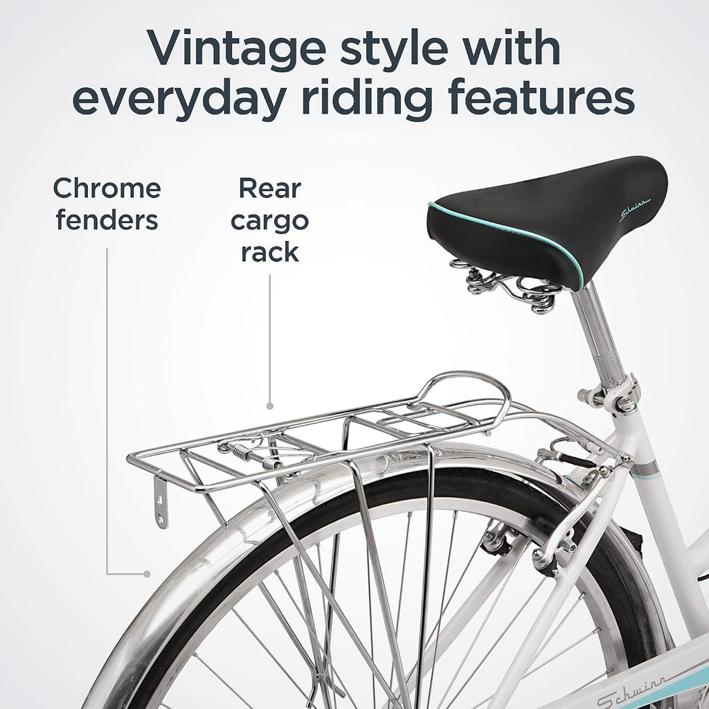 Schwinn Wayfarer Hybrid Bike, 700c Mens and Womens Bike, 7-Speed Hybrid Bicycle, Retro Steel Frame, Front and Rear Linear Pull Brakes, Fenders, Cargo Space, Adult Bicycle