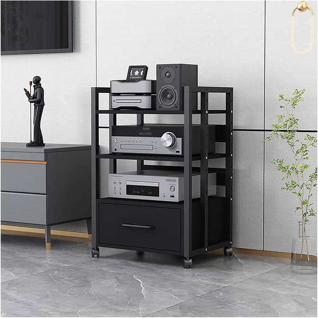 Metal Audio Component Rack Tower Media Stereo Stand Equipment Shelf for Home Office Bedroom, Freestanding Heavy Duty Audio Component Stand Shelving,Style2,3 tier79cm