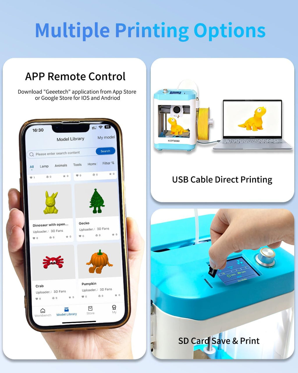 Fully Assembled Mini 3D Printer for Kids & Beginners with WiFi- Complete Starter Kit with Auto Leveling 3D Printer, 1 Roll of Filament, and SD Card, High-Speed, Fully Open Source, for Home & School