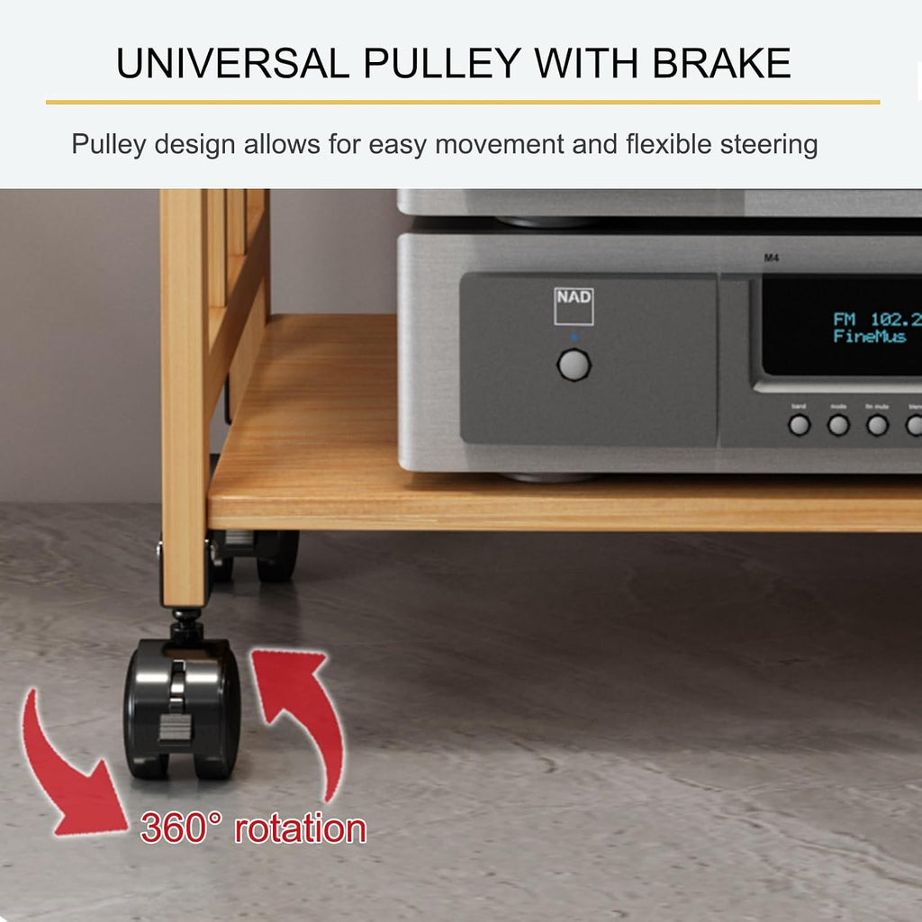Height-Adjustable Modern AV Stand - Multi-Function Floor-Standing Audio Rack, Wooden Shelves TV Cabinet, Corner Storage for Stereo Components & Media Equipment