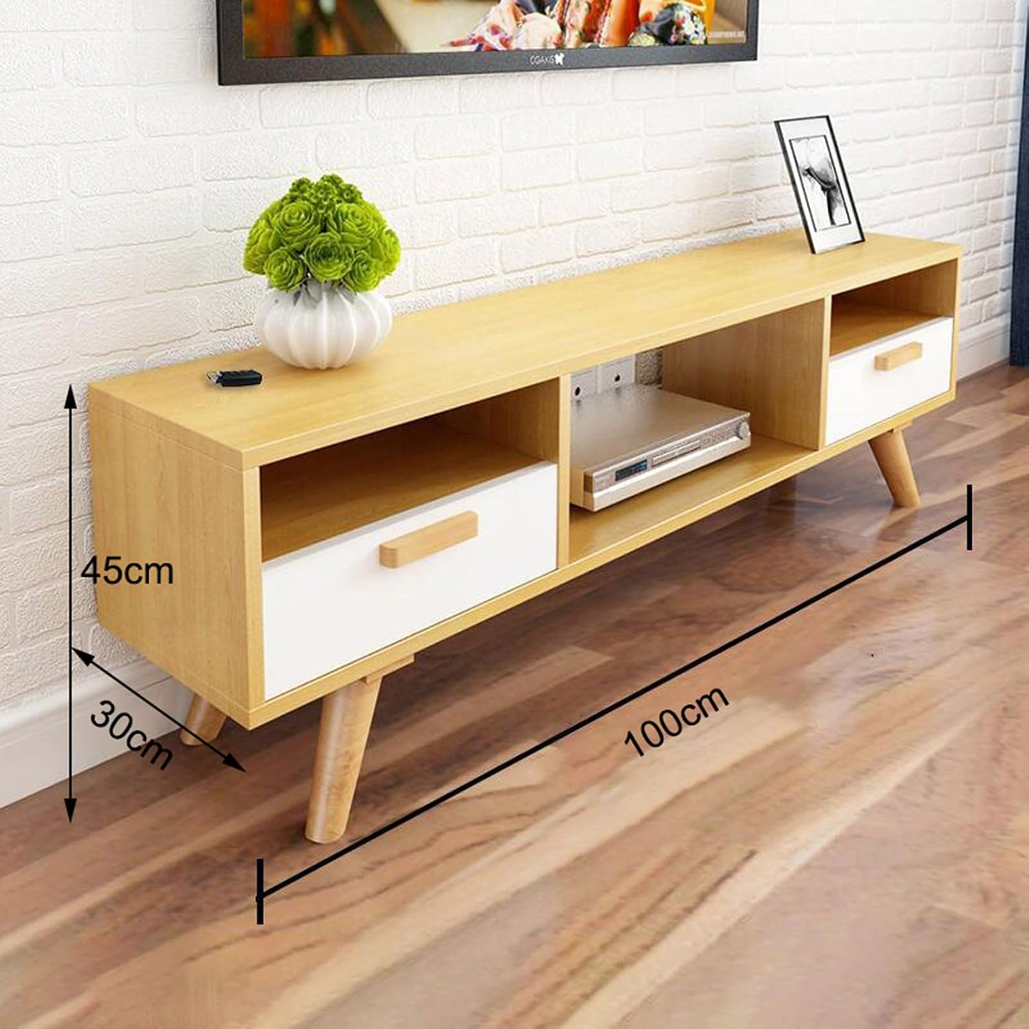 TV Table Unit for TVs, Wall Mounted TV Cabinet Floating TV Shelf Wall Shelf Home Entertainment Center TV Mount Stands Multimedia Storage Cabinet With drawer Audio-visual Equipment Shelves 100cm