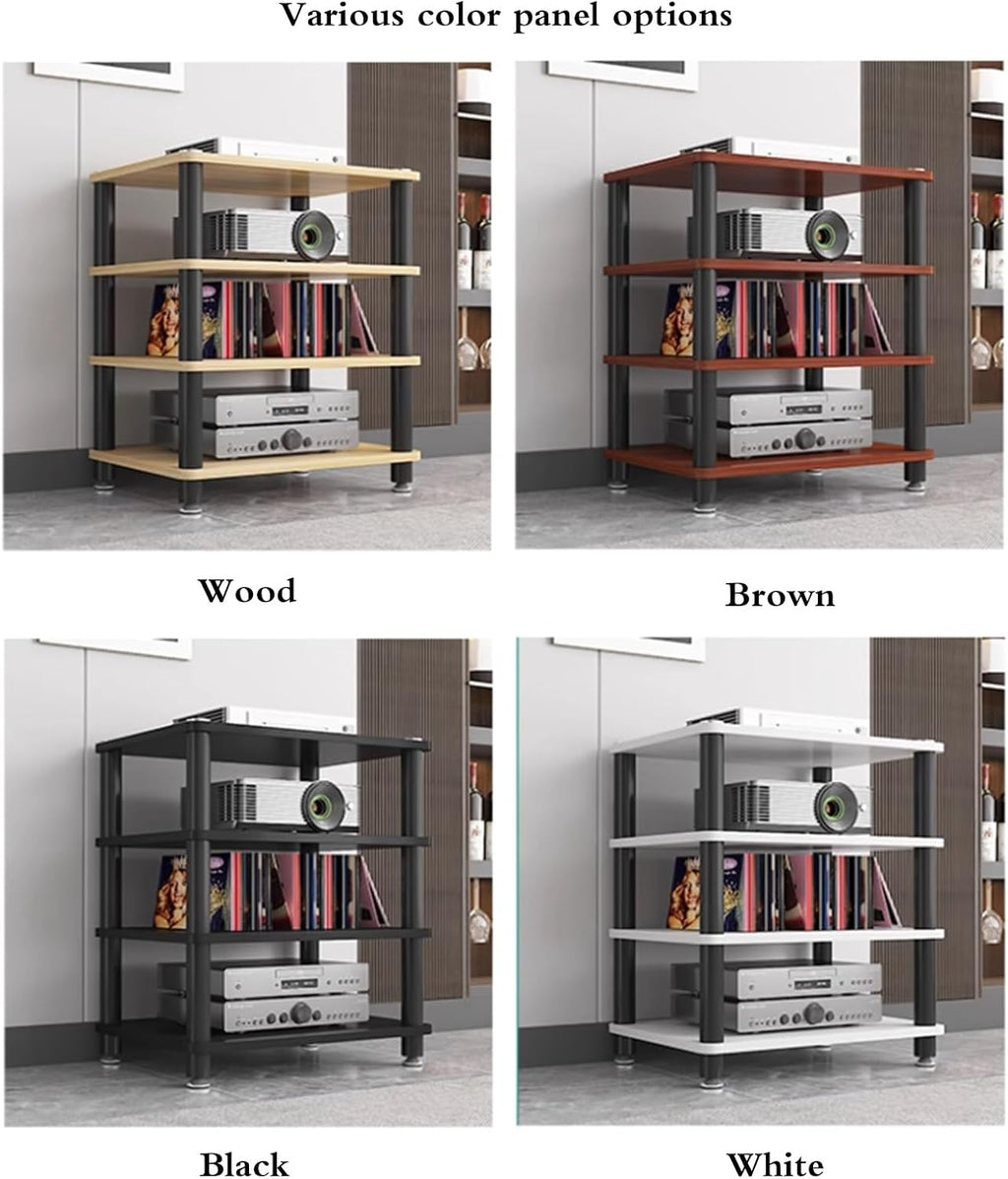 1~4-Tier Media Storage Shelf with Shelves Unit, Multi-Purpose Home Storage Rack for Audio Equipment Router, Record Player, Printer Books Display - Speaker Stand(White,60 * 40 * 70cm(4Tier))
