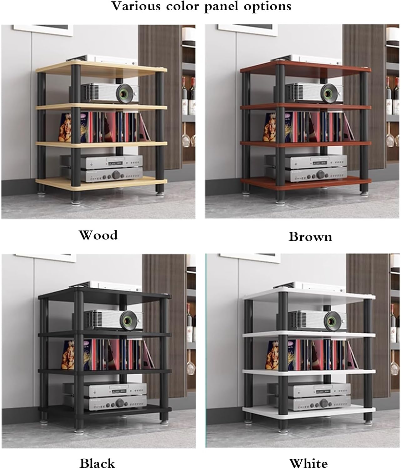 1~4-Tier Media Storage Shelf with Shelves Unit, Multi-Purpose Home Storage Rack for Audio Equipment Router, Record Player, Printer Books Display - Speaker Stand(White,60 * 40 * 70cm(4Tier))