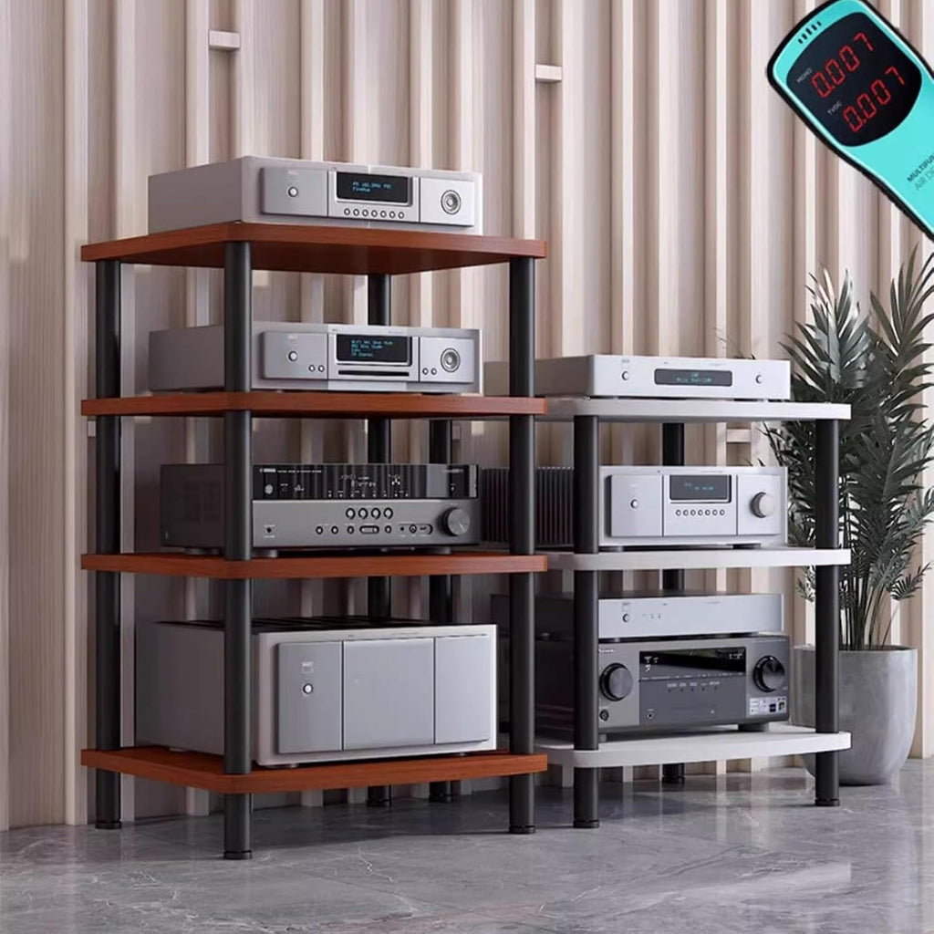 Heavy Duty Media Stand Audio/Video Component Cabinet, 2/3/ 4 Tier Home/Living Room Modern Stereo Racks and Stands, Electronics Equipment Shelf Unit, Dark Brown-H 89cm