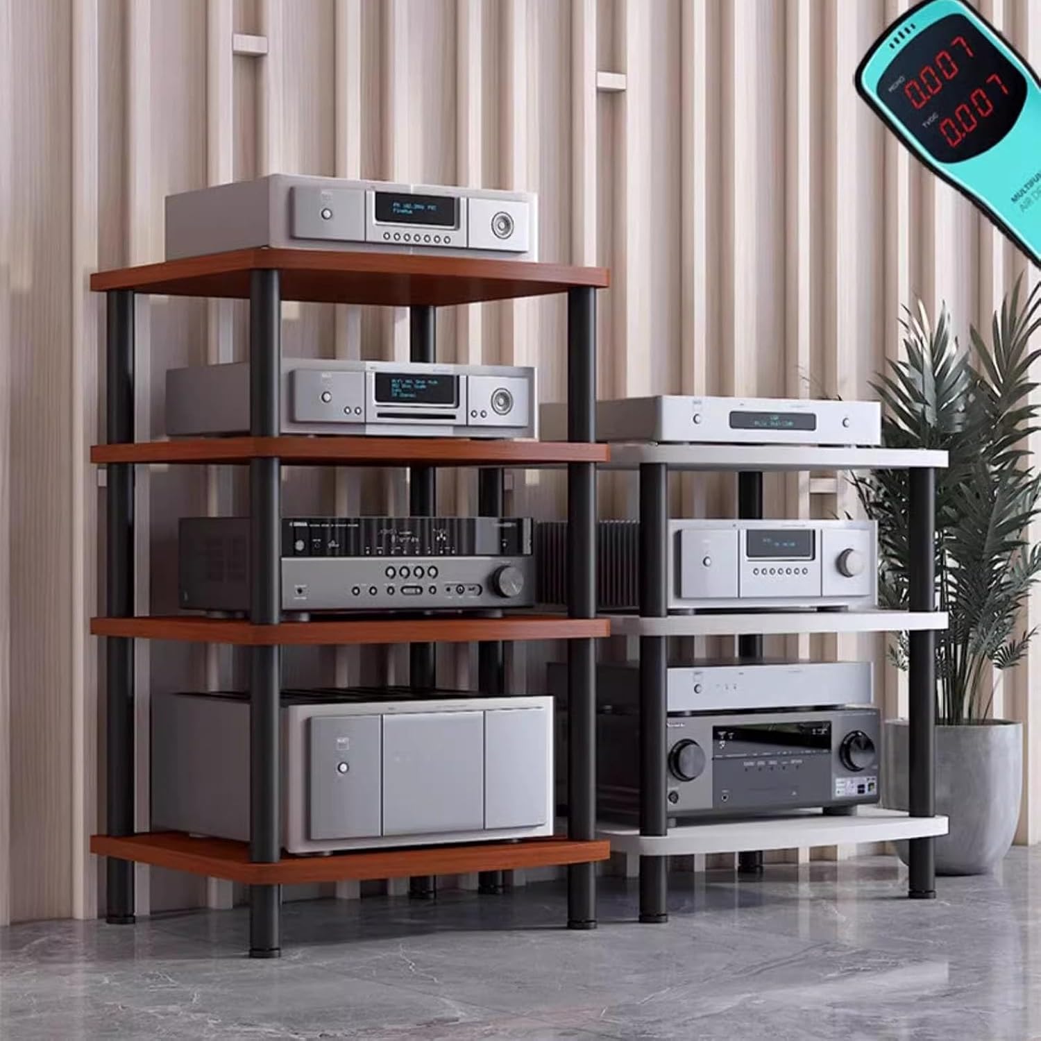 Heavy Duty Media Stand Audio/Video Component Cabinet, 2/3/ 4 Tier Home/Living Room Modern Stereo Racks and Stands, Electronics Equipment Shelf Unit, Dark Brown-H 89cm