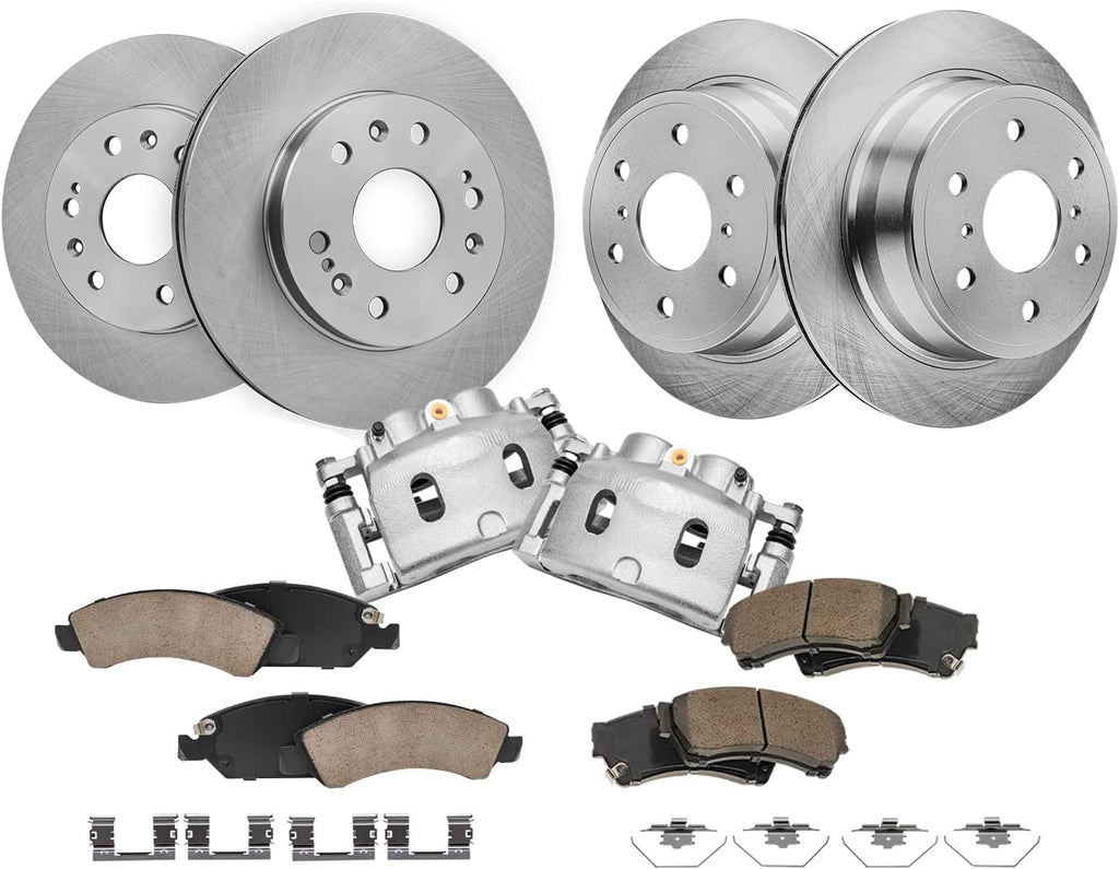 Detroit Axle - Brake Kit for Sierra Silverado 1500 Escalade Tahoe Yukon Disc Brake Rotors Brake Pads Front Brake Calipers Replacement : 12.99' inch Front & 13.58' inch Rear Rotor