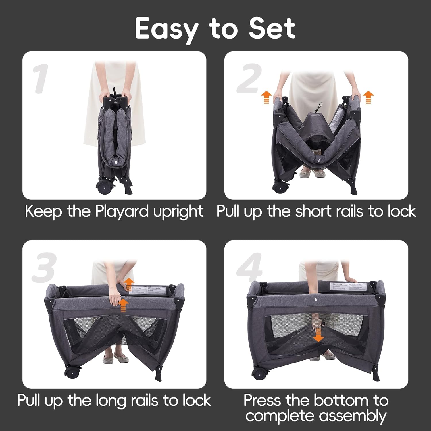 Pamo Babe Pack and Play with Bassinet Baby Playpen Foldable Playard with Changing Table Portable 4 in 1 Baby Playard