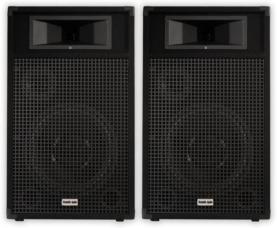 Acoustic Audio BR12 Passive 12' Speaker Pair 3 Way DJ PA Karaoke Band Speakers