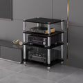 1-4 Tier Audio Rack Stand, Media Console, and Corner Entertainment Center, Corner TV Stand, and Audio Stand, for AV Equipment, Stereo Cabinet, and Gaming Shelves(Black,49x48x80cm)