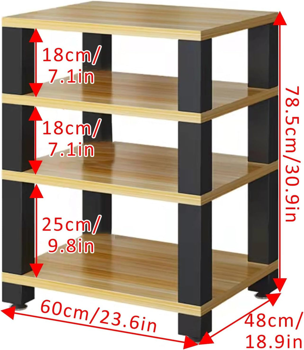 Heavy Duty Audio Component Rack,Stereo Rack,Record Player Stand,Design AV Media Stand,Movable Audio Rack Tower Player Stand,Storage for Entertainment Stereo Component(Deep Black,60x48x78.5cm)