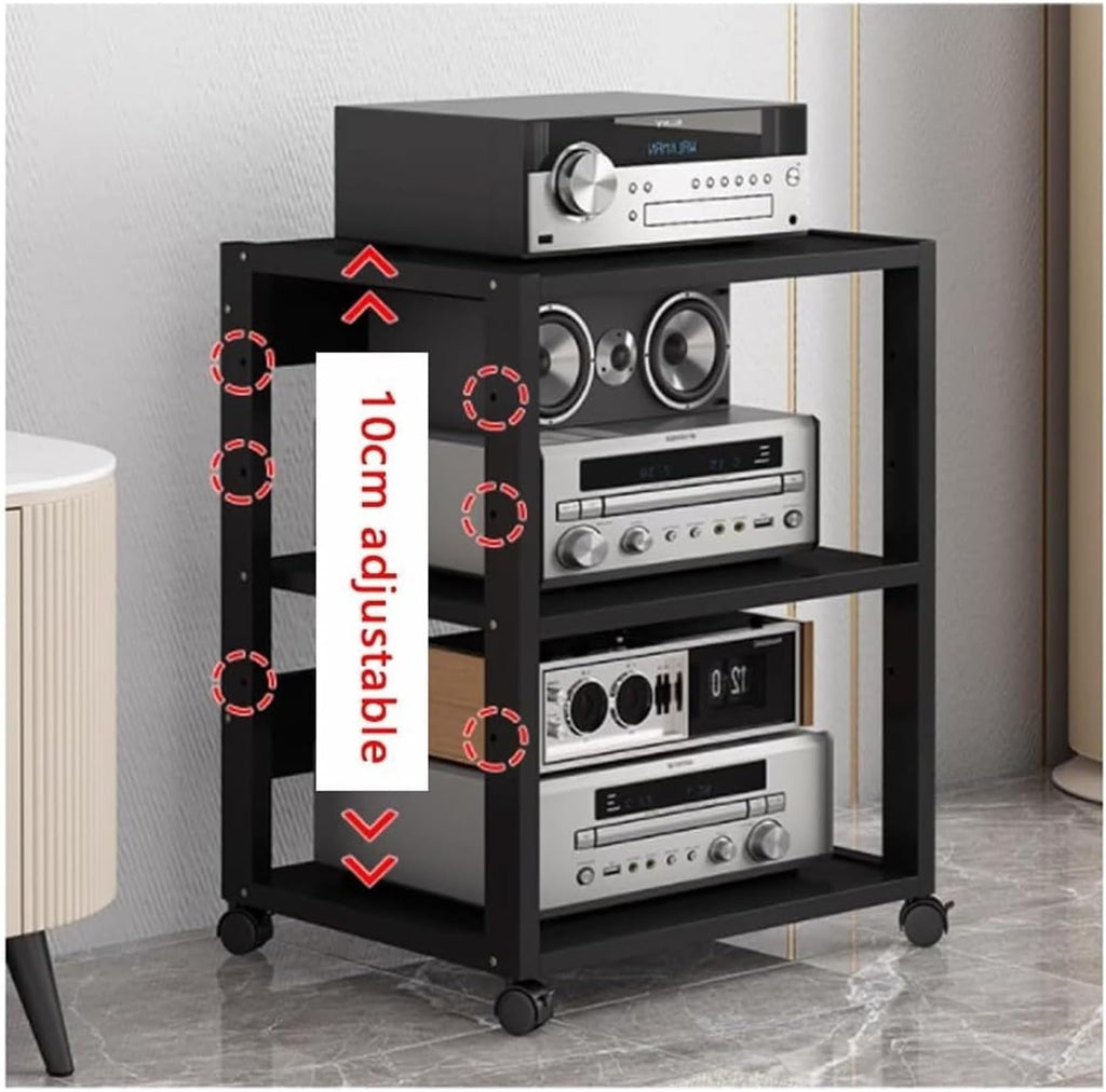 7-Tier HIFI Stand,10cm Height-Adjustable Shelf, Media Tower for Audio Equipment, Streaming Devices Cabinet Audio Rack, Large Capacity Media Storage Rack