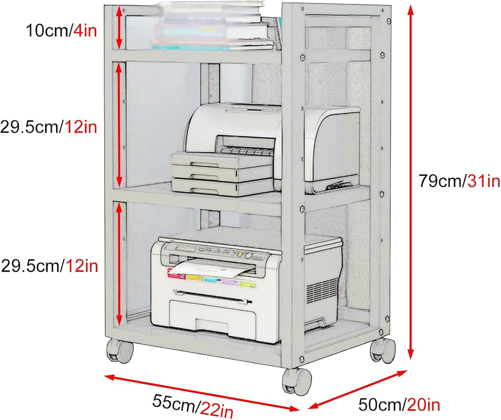 SRNSAEB Audio Equipment Rack On Wheels, Heavy Duty 3 4 Tier DVD Storage Media Shelf/HiFi Racks and Stands for Music Room/Cinema/Commercial Premises, Adjustable Av Component Stand(B,3 Tiers)