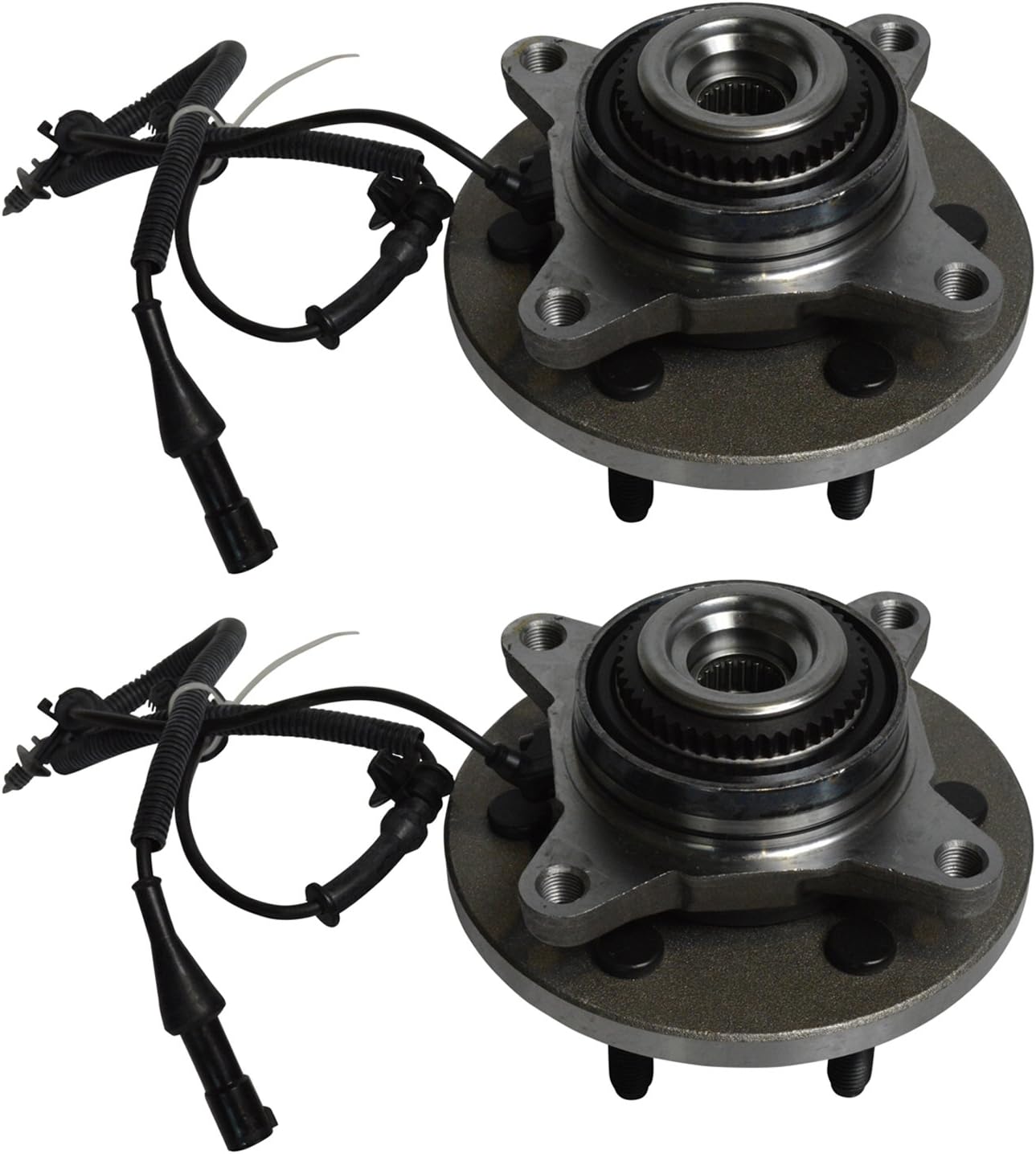 TRQ Front Left and Right Wheel Bearing and Hub Assembly Set 2 Piece Compatible with 2009-2010 Ford F-150 4 Wheel Drive 6 Lug Wheels