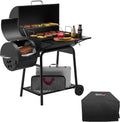 Royal Gourmet CC1830FC 28-Inch Barrel Charcoal Grill with Offset Smoker, 840 Sq. In. Cooking Area, Front Shelf, Charcoal Grill for Outdoor Grilling and Backyard Cooking, Black