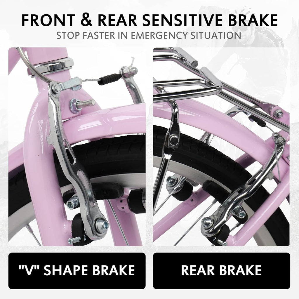 Ktaxon Women Bike 24/26 Inch Bicycles for Women, Beach Cruiser Bike with Premium Derailleur & Shift Lever, Adjustable Seat, High-Carbon Steel Frame and Excellent Welding Technology | Premium Derailleur, Shift Lever, Adjustable Seat