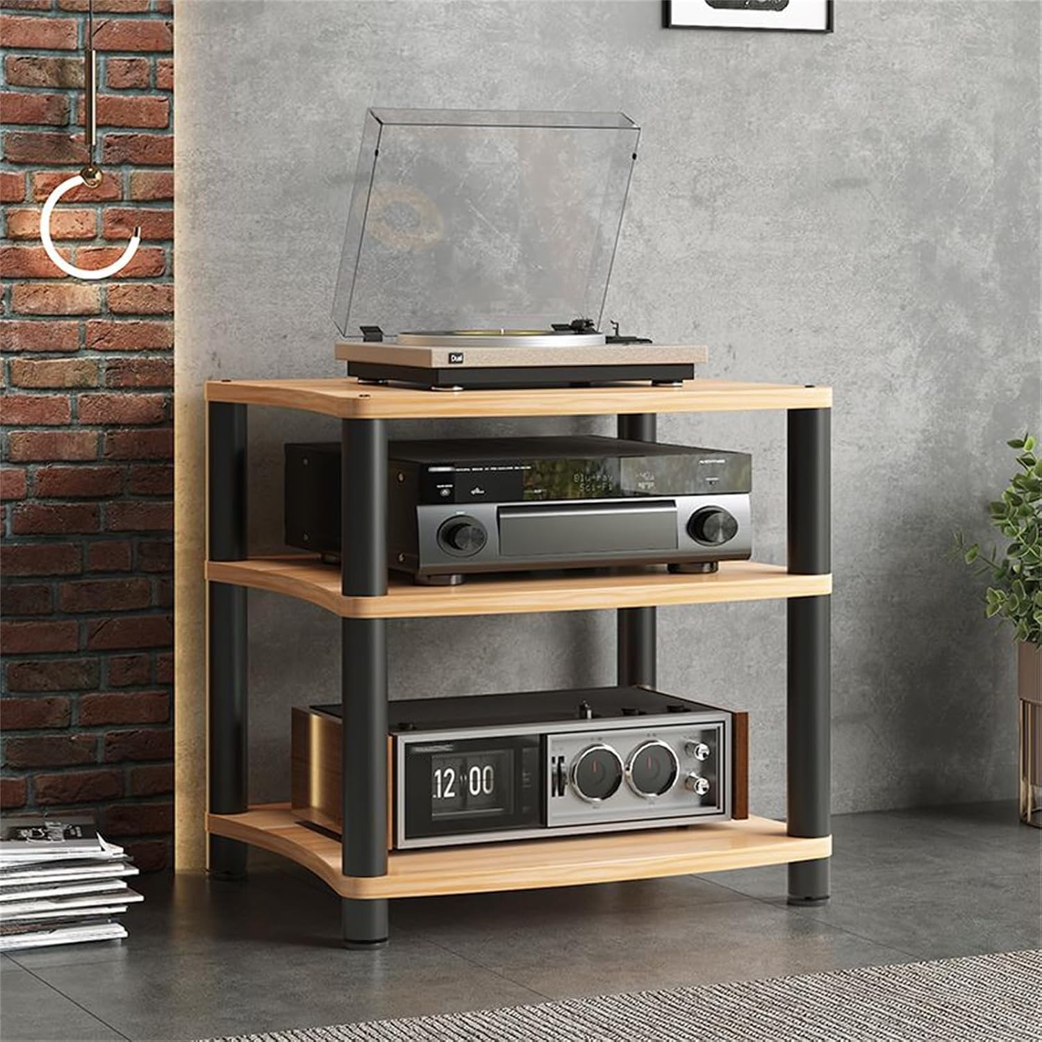 3-Tier Audio Rack Tower - Media Stand for Stereo, CD Player & AV Equipment - Wooden AV Cabinet Display, 1/2/3/4 Tier Options for Home Theater Storage