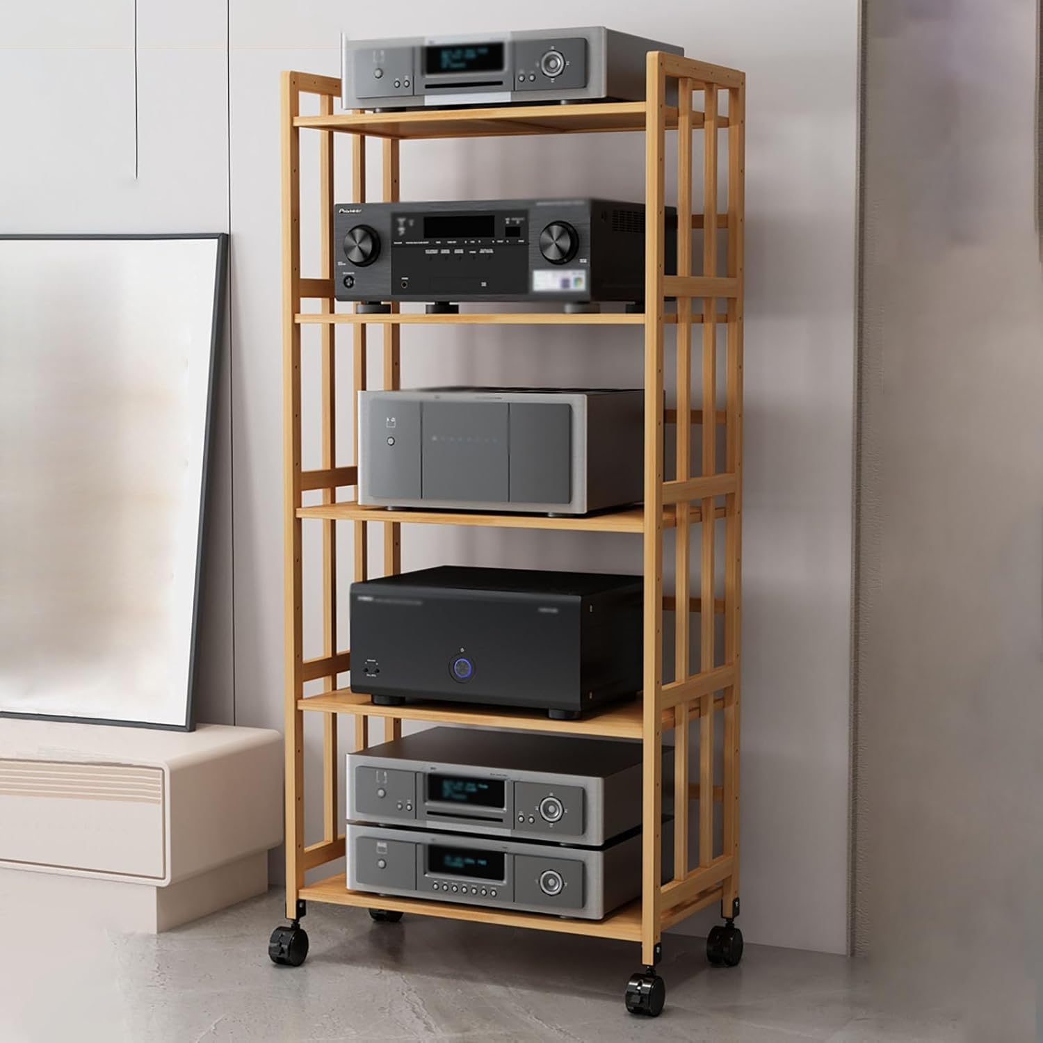 Large Capacity HiFi Stand - Adjustable 5-Tier Audio Rack & Media Cabinet - Heavy Duty Stereo System Furniture for Home Theater & AV Equipment - Easy Assembly, 158cm Tall, 60cm Wide