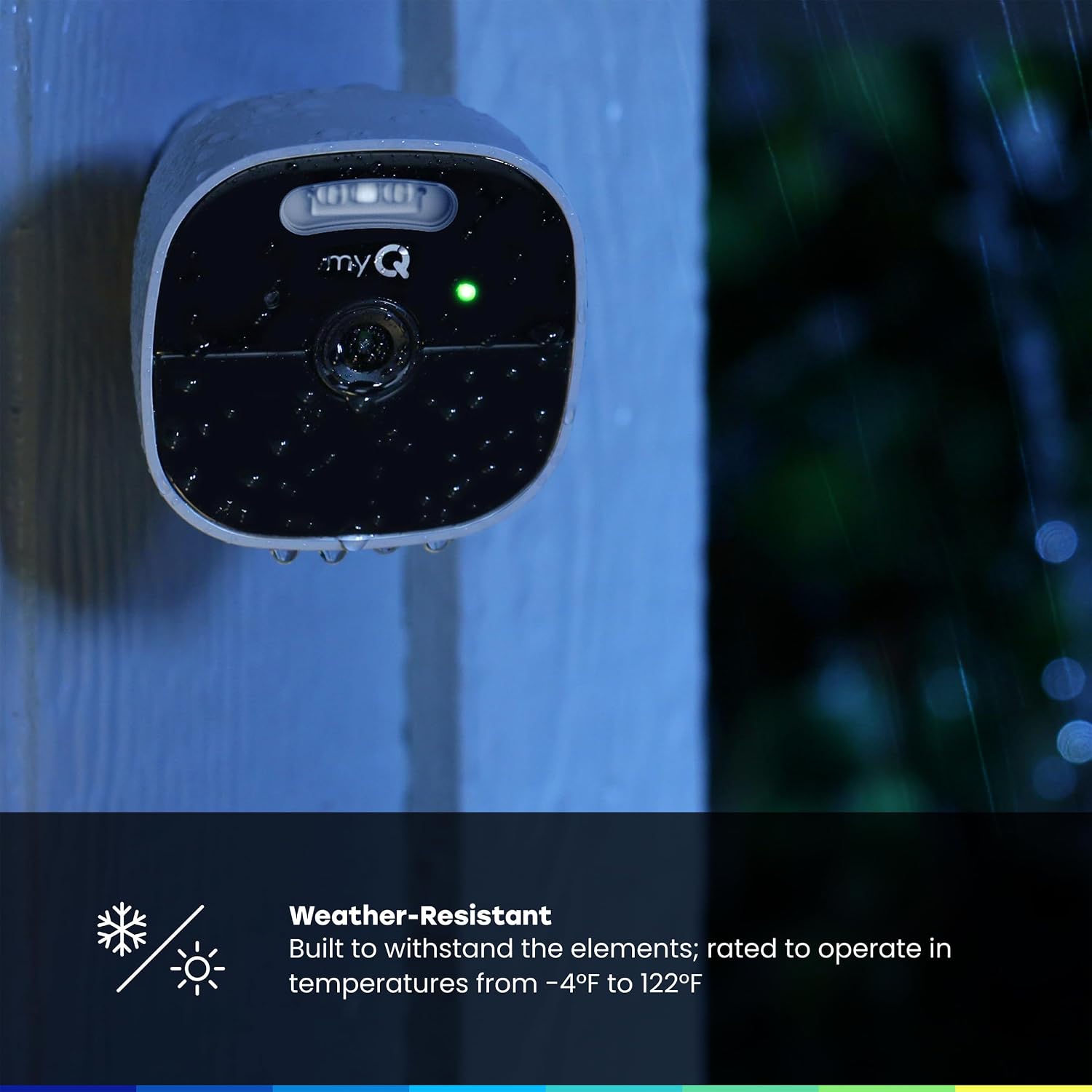 myQ Outdoor Battery Camera | 2K Camera, Color Night Vision, Spotlight, Motion Alerts, Live View with Two-Way Talk, Wireless, Weather-Resistant, Outdoor, White, 4 Pack