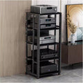 5 Tier Stereo Stands for Living Room Home, Av Media Component Cabinet Corner Audio Video Rack Tower, Electronics Equipment Shelf, Game Record Player Receiver Console Storage Shelv,Black,5 Tier