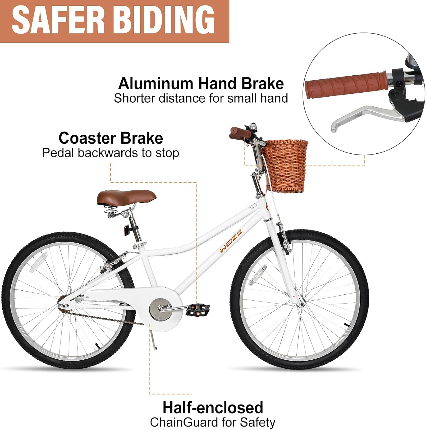 WEIZE Beach Cruiser Bike, 24 & 26 inch Commuter Bicycle for Adult Men and Women,High-Carbon Steel/Front & Rear Fenders, Comfortable City Bikes with Rear Rack or Basket, Ergonomic Upright Design