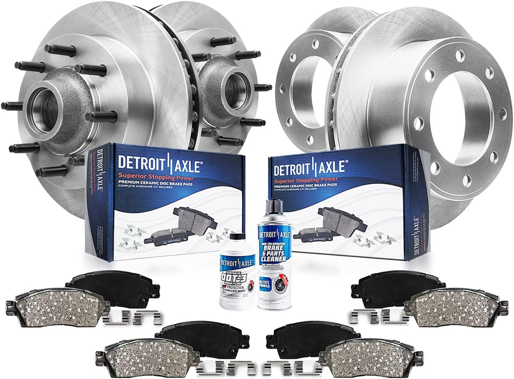 Detroit Axle - Brake Kit for 2WD 1999-2001 Ford F-250 Super Duty, 1999-2002 F-350 Super Duty Replacement Disc Brakes Rotors Ceramic Brake Pads Front and Rear