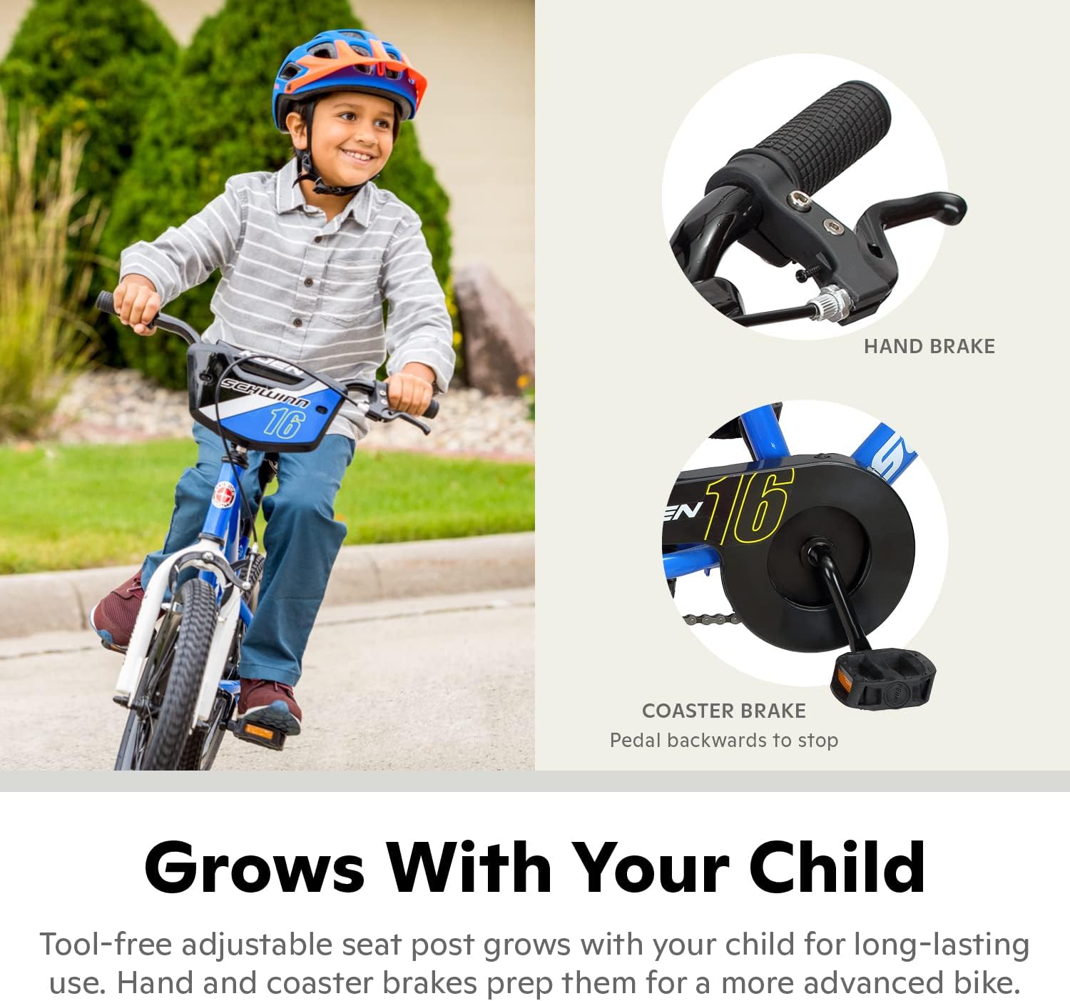Schwinn Koen Bike, 16 Inch Bike for Kids Ages 3-7, SmartStart Ergonomic Design for Kids, Adjustable Seat Grows with your Child, Rear Coaster Brake and Front Caliper Brake, Training Bicycle
