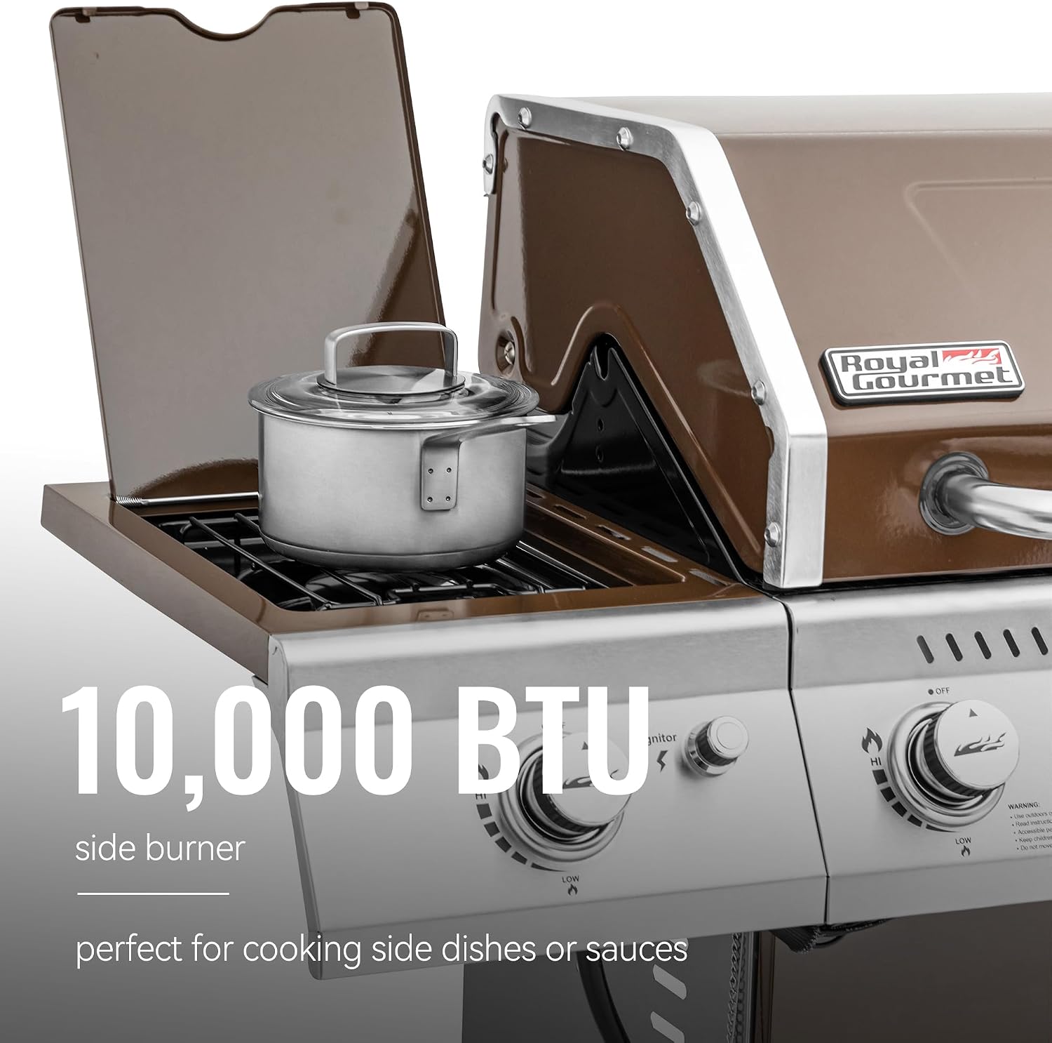 Royal Gourmet GA6402C 6-Burner Propane Gas Grill with Sear Burner and Side Burner, 74,000 BTUs, Cabinet Style Outdoor BBQ Grill for Barbecue Grilling & Backyard Cooking, Coffee